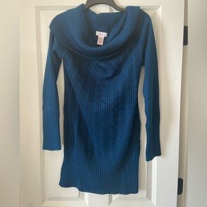 Candie’s tunic sweater dress. Cowl neck. Dark blue. Size XL.